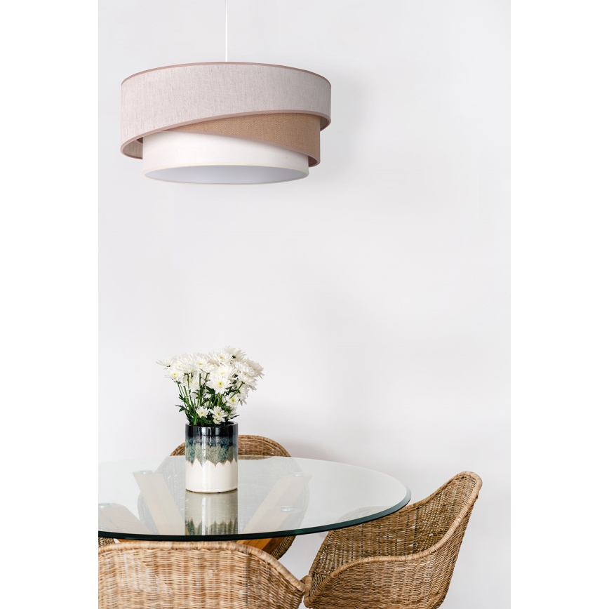 Duolla - Luster na sajli KOBO 1xE27/15W/230V pr. 45 cm bež/braon/bela