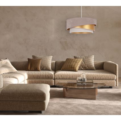 Duolla - Luster na sajli KOBO 1xE27/15W/230V pr. 45 cm bež/zlatna/kremasta