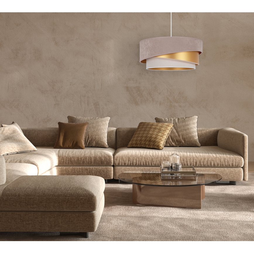 Duolla - Luster na sajli KOBO 1xE27/15W/230V pr. 45 cm bež/zlatna/kremasta