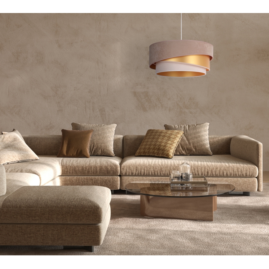 Duolla - Luster na sajli KOBO 1xE27/15W/230V pr. 45 cm braon/zlatna/kremasta