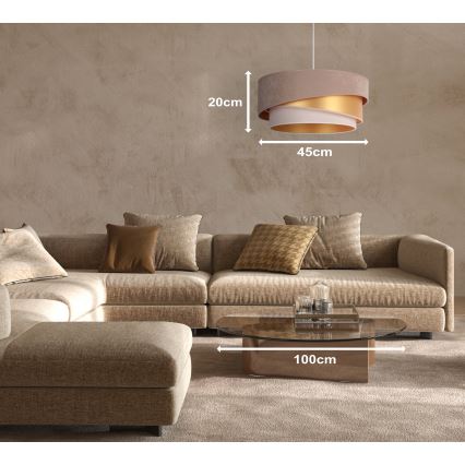 Duolla - Luster na sajli KOBO 1xE27/15W/230V pr. 45 cm braon/zlatna/kremasta