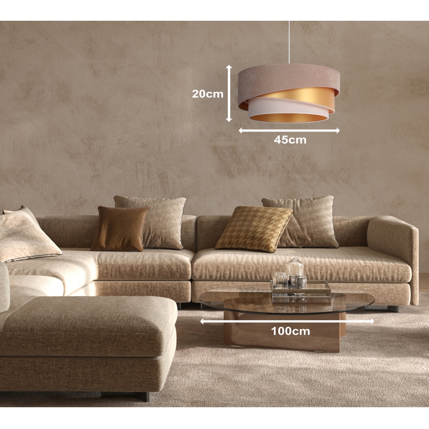 Duolla - Luster na sajli KOBO 1xE27/15W/230V pr. 45 cm braon/zlatna/kremasta