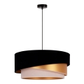 Duolla - Luster na sajli KOBO 1xE27/15W/230V pr. 45 cm crno/zlatna/kremasta