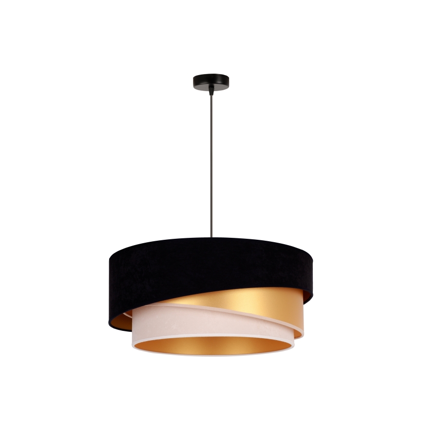 Duolla - Luster na sajli KOBO 1xE27/15W/230V pr. 45 cm crno/zlatna/kremasta