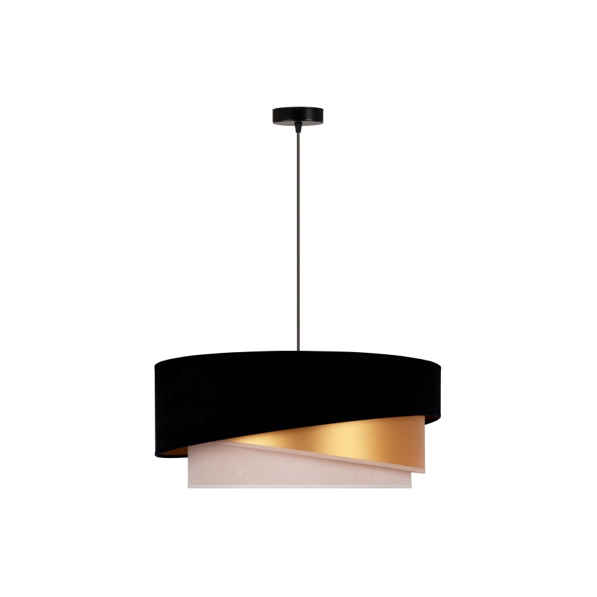 Duolla - Luster na sajli KOBO 1xE27/15W/230V pr. 45 cm crno/zlatna/kremasta