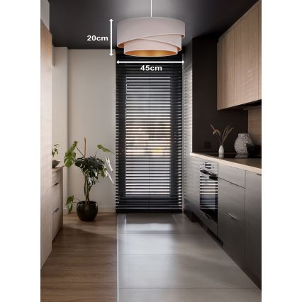 Duolla - Luster na sajli KOBO 1xE27/15W/230V pr. 45 cm kremasta/zlatna