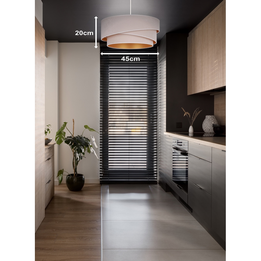 Duolla - Luster na sajli KOBO 1xE27/15W/230V pr. 45 cm kremasta/zlatna