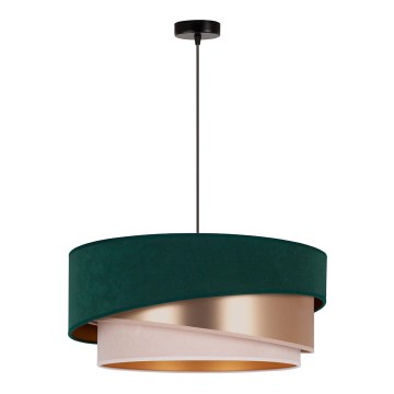 Duolla - Luster na sajli KOBO 1xE27/15W/230V pr. 45 cm zelena/roze zlatna/kremasta