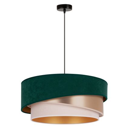 Duolla - Luster na sajli KOBO 1xE27/15W/230V pr. 45 cm zelena/roze zlatna/kremasta
