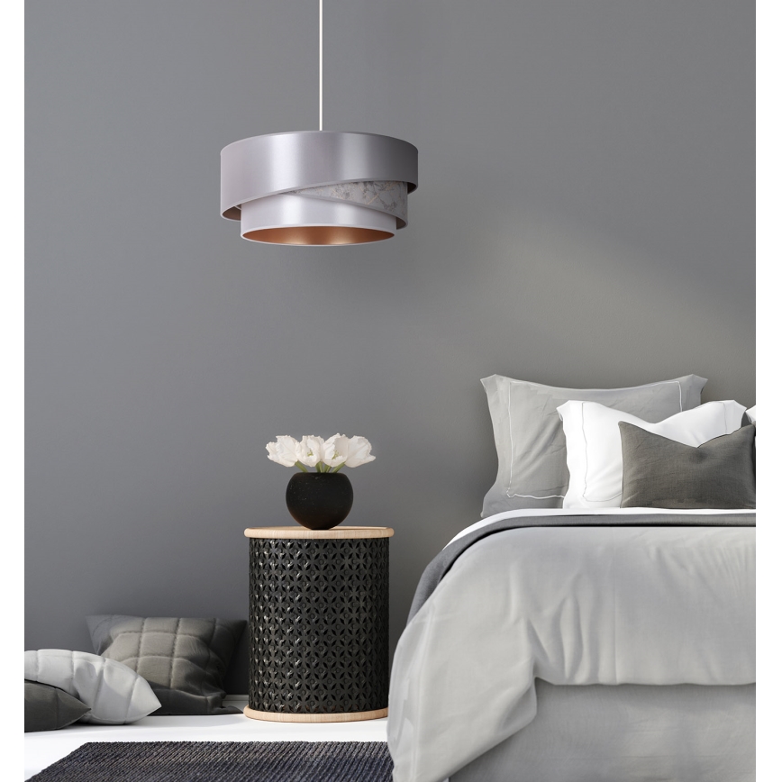 Duolla - Luster na sajli KOBO 1xE27/15W/230V prečnik 45 cm srebrna/zlatna