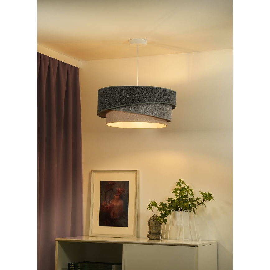 Duolla - Luster na sajli KOBO ECO RECYCLING 1xE27/15W/230V pr. 45 cm zelena/sivo/kremasta