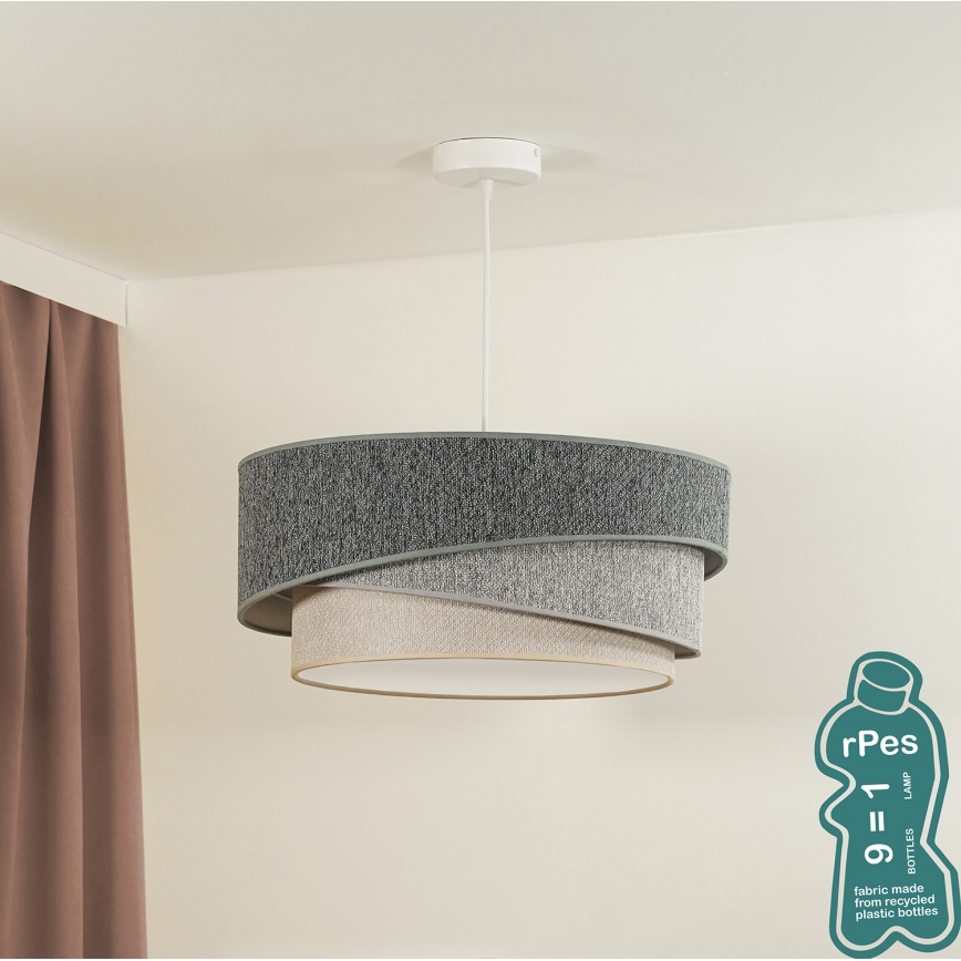 Duolla - Luster na sajli KOBO ECO RECYCLING 1xE27/15W/230V pr. 45 cm zelena/sivo/kremasta