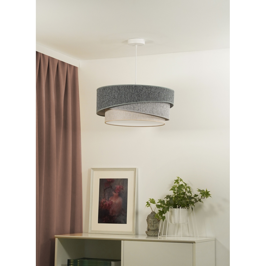 Duolla - Luster na sajli KOBO ECO RECYCLING 1xE27/15W/230V prečnik 45 cm zelena/siva/krem