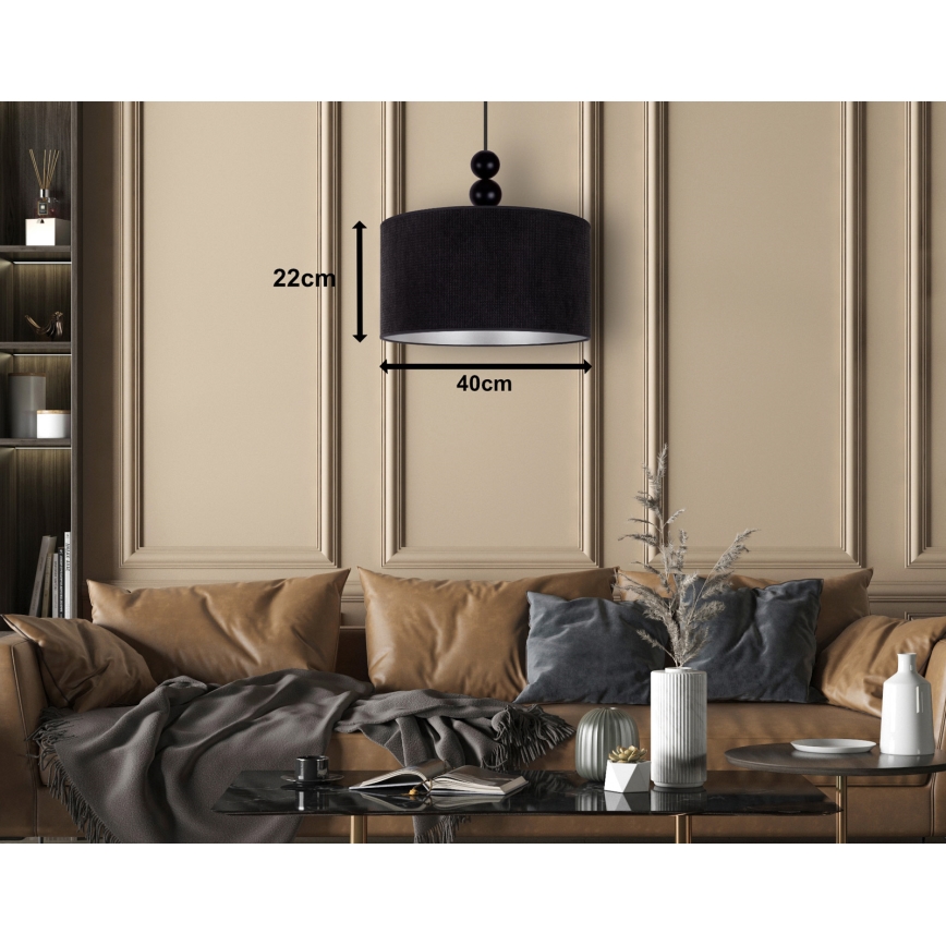 Duolla - Luster na sajli LYON 1xE27/15W/230V pr. 40 cm crno