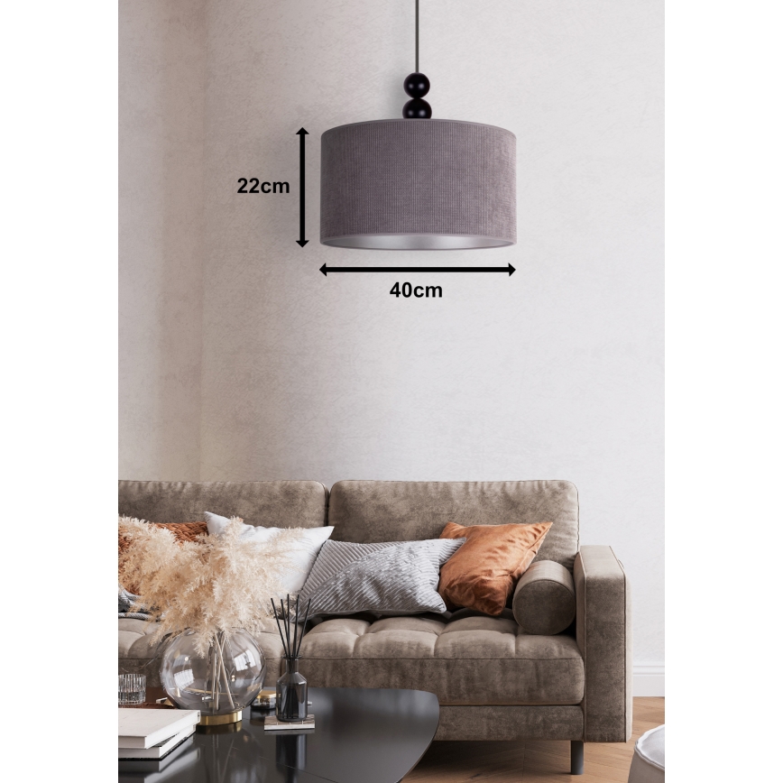 Duolla - Luster na sajli LYON 1xE27/15W/230V pr. 40 cm sivo