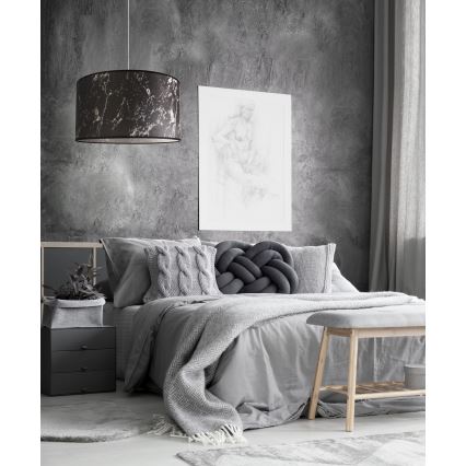 Duolla - Luster na sajli MARBLE 1xE27/40W/230V pr. 45 cm crno/bela