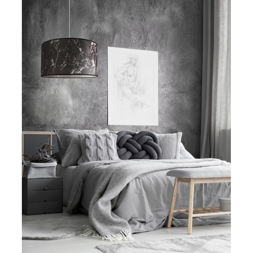 Duolla - Luster na sajli MARBLE 1xE27/40W/230V pr. 45 cm crno/bela