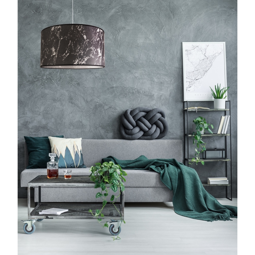 Duolla - Luster na sajli MARBLE 1xE27/40W/230V pr. 45 cm crno/bela