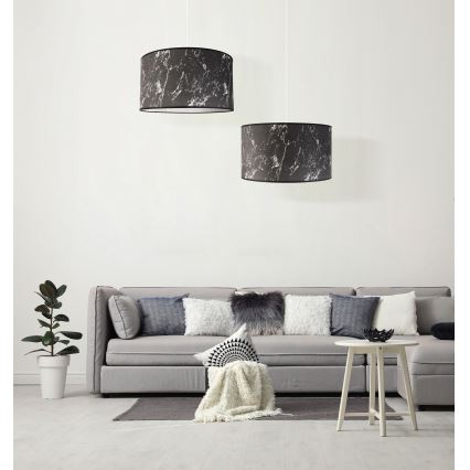 Duolla - Luster na sajli MARBLE 1xE27/40W/230V pr. 45 cm crno/bela