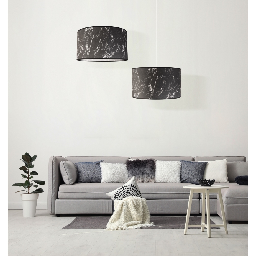 Duolla - Luster na sajli MARBLE 1xE27/40W/230V pr. 45 cm crno/bela