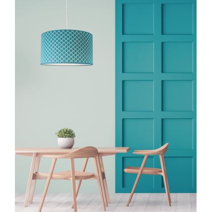 Duolla - Luster na sajli MAROKO 1xE27/40W/230V pr. 45 cm tirkizna/bela