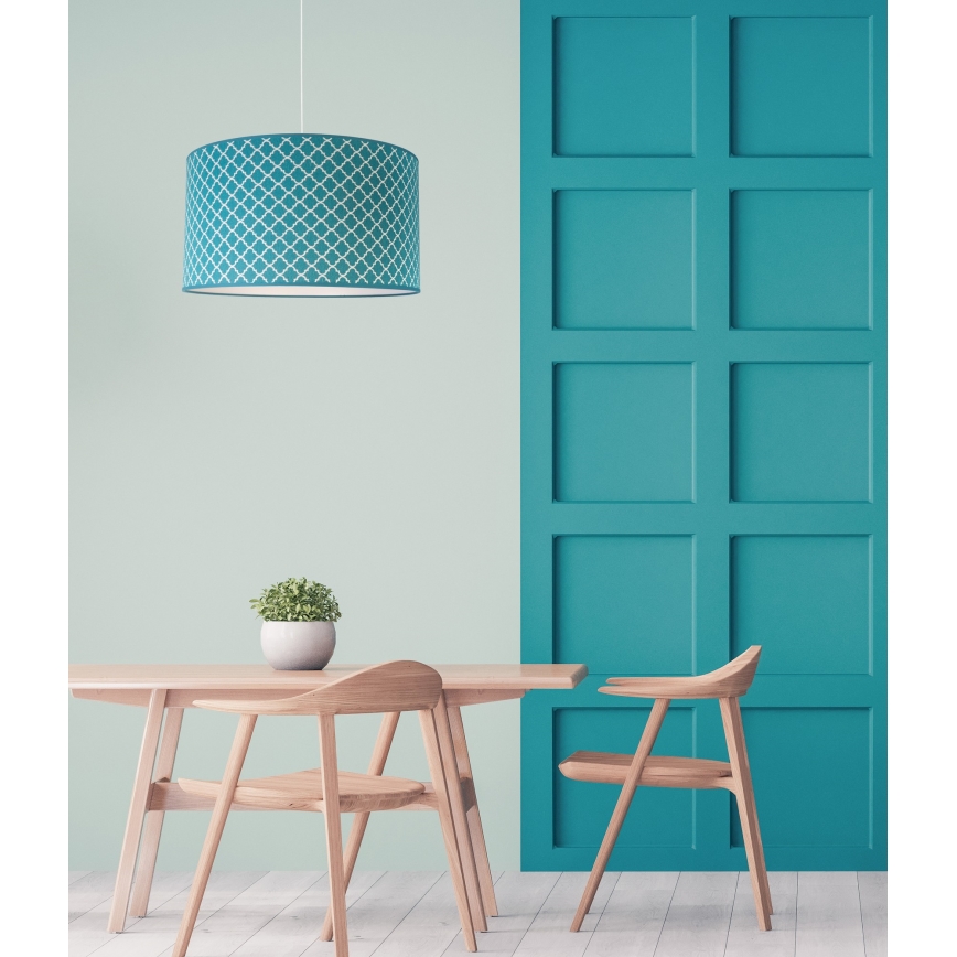 Duolla - Luster na sajli MAROKO 1xE27/40W/230V pr. 45 cm tirkizna/bela