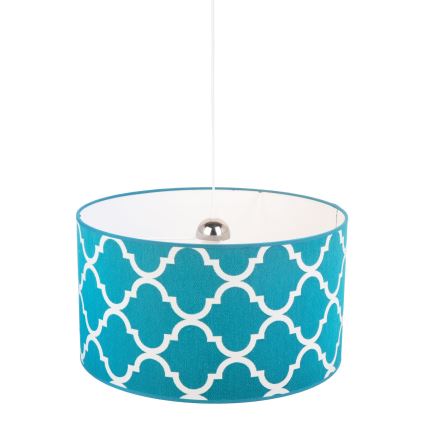 Duolla - Luster na sajli MAROKO 1xE27/40W/230V prečnik 45 cm tirkizna/bela