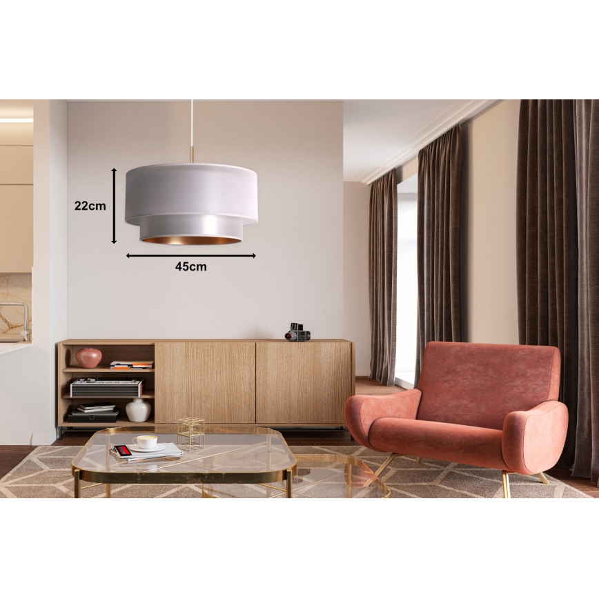 Duolla - Luster na sajli NANTES 1xE27/15W/230V pr. 45 cm srebrno/bakrena