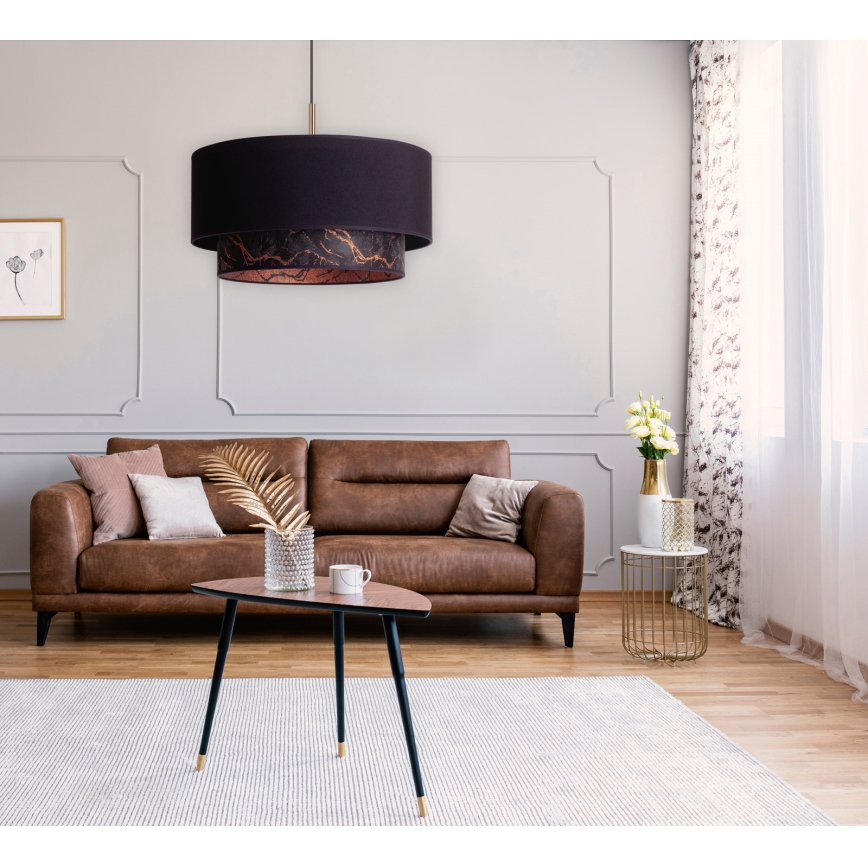 Duolla - Luster na sajli NANTES 1xE27/15W/230V prečnik 45 cm crna/bakarna