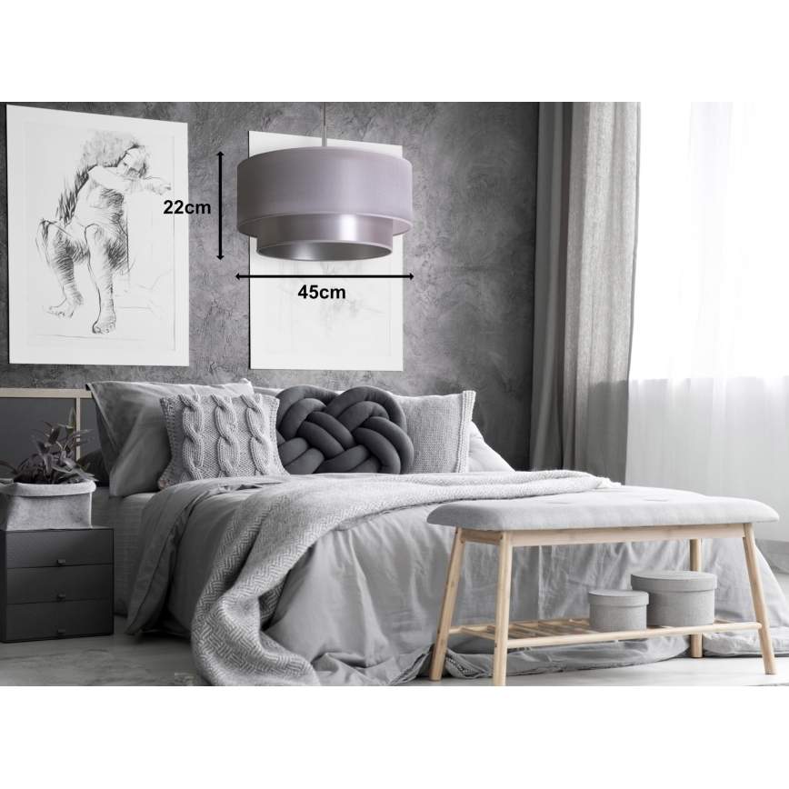 Duolla - Luster na sajli NANTES 1xE27/15W/230V prečnik 45 cm srebrna