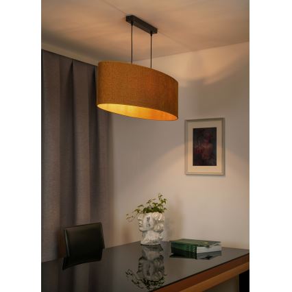 Duolla - Luster na sajli OVAL 2xE27/15W/230V braon