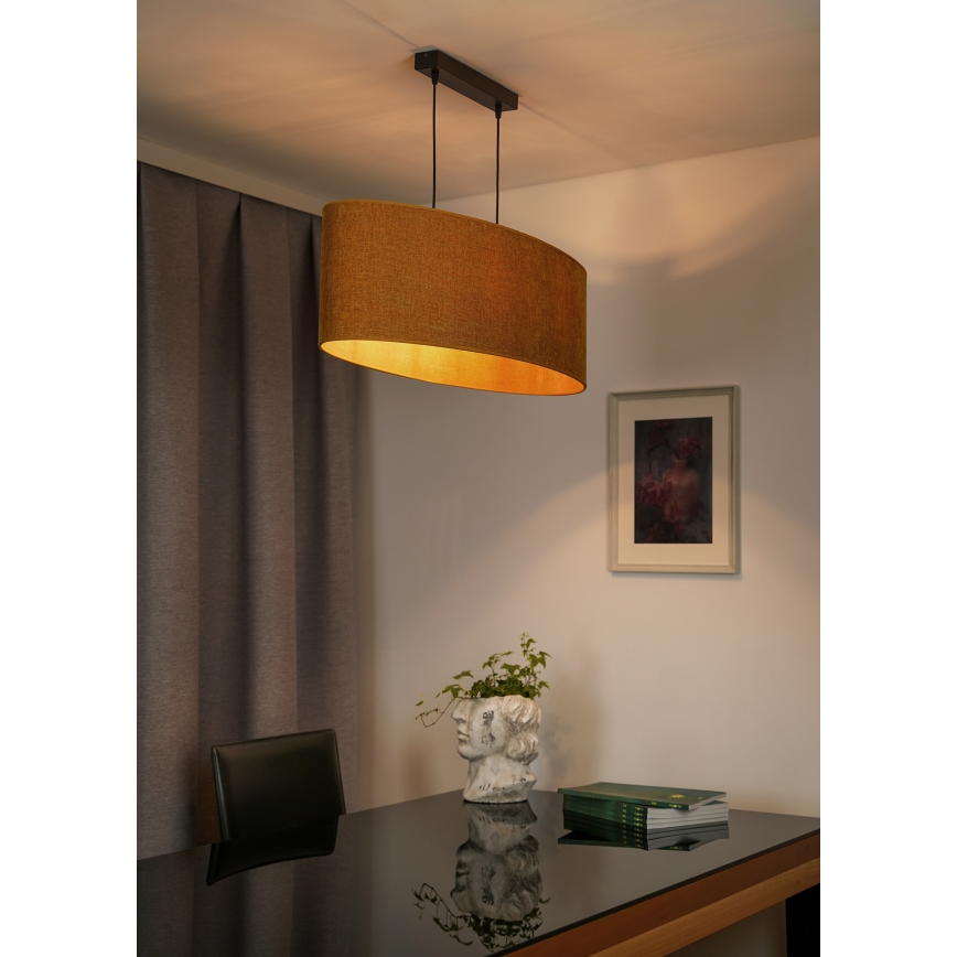 Duolla - Luster na sajli OVAL 2xE27/15W/230V braon