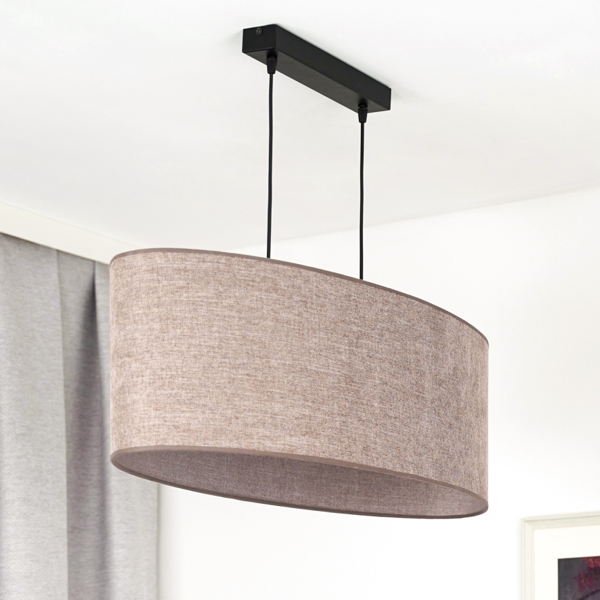 Duolla - Luster na sajli OVAL 2xE27/15W/230V braon