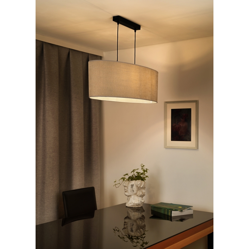 Duolla - Luster na sajli OVAL 2xE27/15W/230V sivo