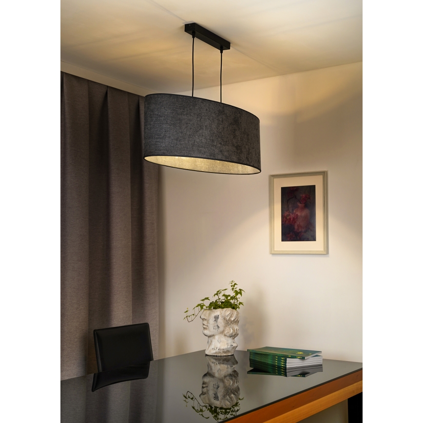 Duolla - Luster na sajli OVAL 2xE27/15W/230V sivo