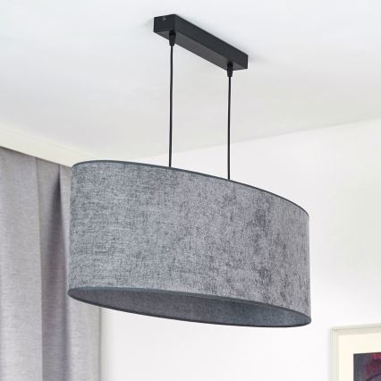 Duolla - Luster na sajli OVAL 2xE27/15W/230V sivo