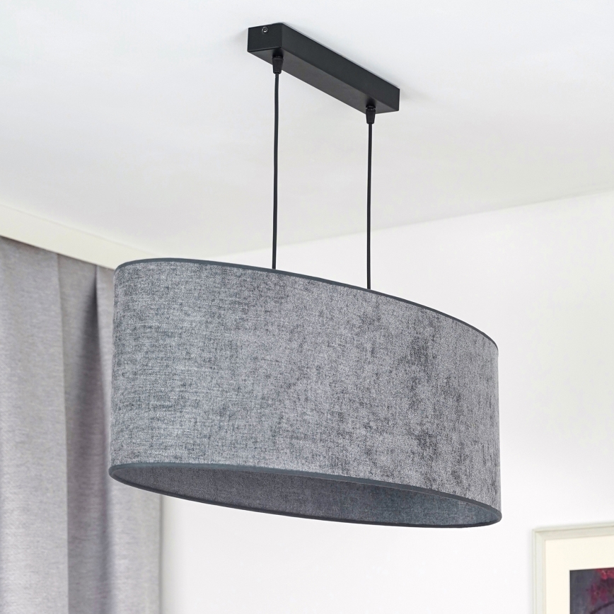 Duolla - Luster na sajli OVAL 2xE27/15W/230V sivo