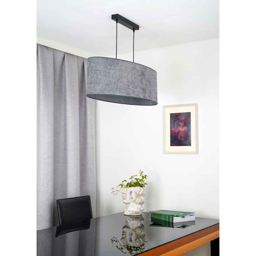 Duolla - Luster na sajli OVAL 2xE27/15W/230V sivo