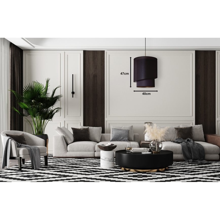 Duolla - Luster na sajli PARIS 1xE27/15W/230V pr. 40 cm crno/zlatna