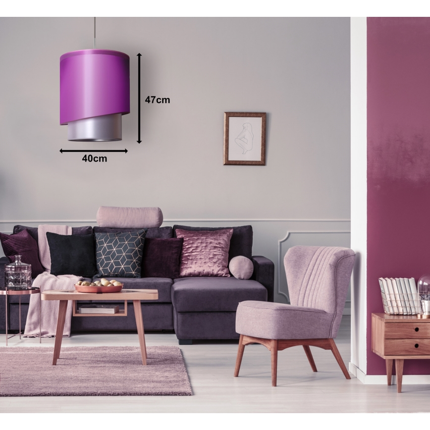 Duolla - Luster na sajli PARIS 1xE27/15W/230V pr. 40 cm ljubičasta/srebrno