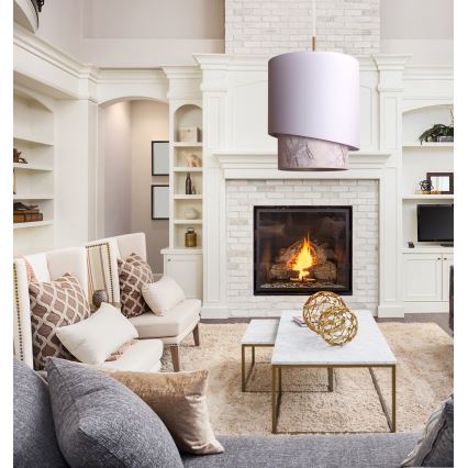 Duolla - Luster na sajli PARIS 1xE27/15W/230V prečnik 40 cm bela/bež