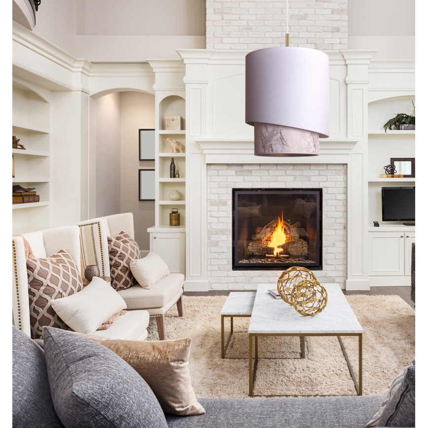 Duolla - Luster na sajli PARIS 1xE27/15W/230V prečnik 40 cm bela/bež