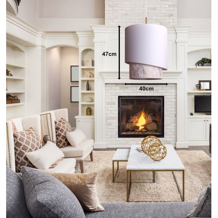 Duolla - Luster na sajli PARIS 1xE27/15W/230V prečnik 40 cm bela/bež