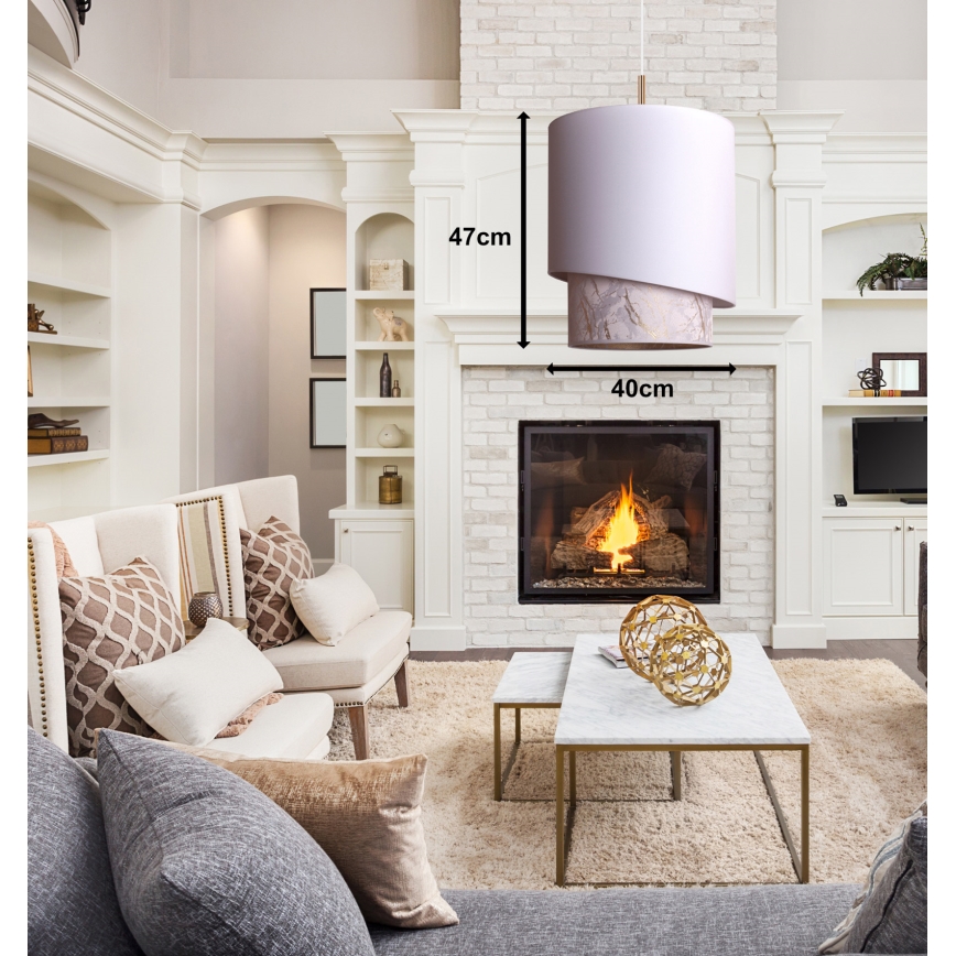 Duolla - Luster na sajli PARIS 1xE27/15W/230V prečnik 40 cm bela/bež