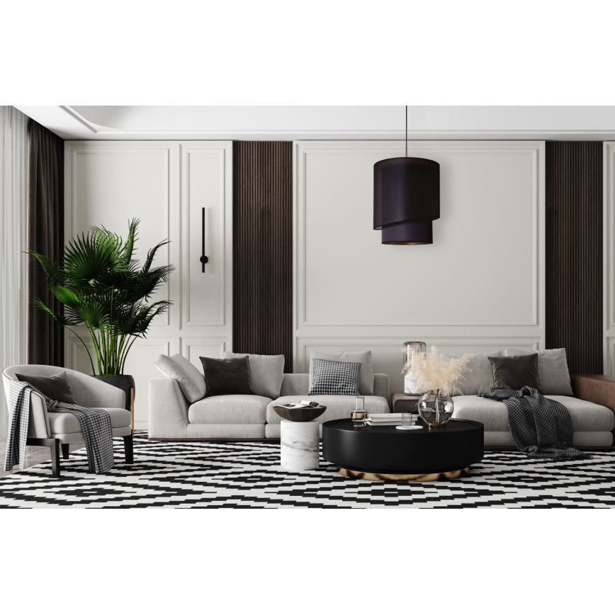 Duolla - Luster na sajli PARIS 1xE27/15W/230V prečnik 40 cm crna/zlatna