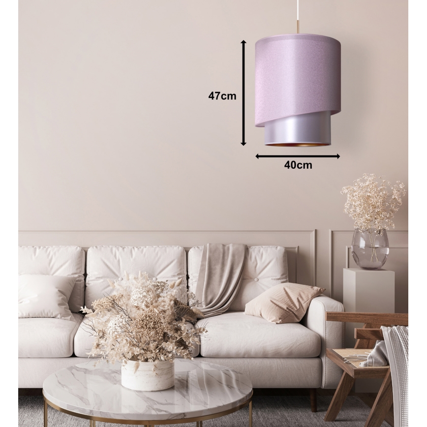 Duolla - Luster na sajli PARIS 1xE27/15W/230V prečnik 40 cm ružičasta/srebrna/bakarna