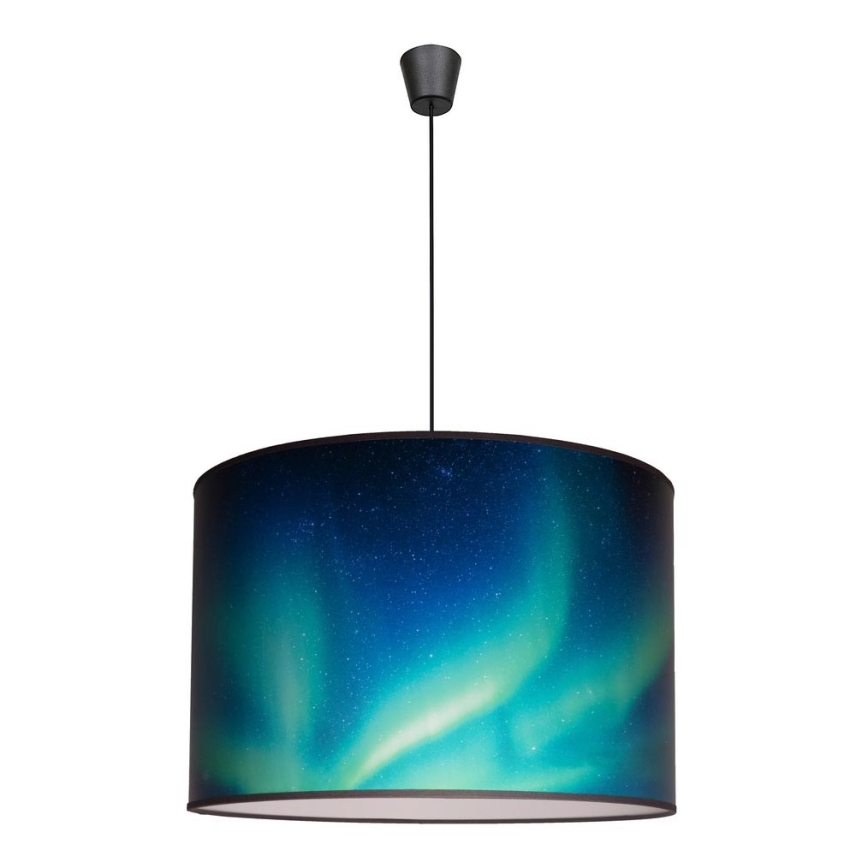 Duolla - Luster na sajli PRINT L 1xE27/40W/230V pr. 45 cm crno/tirkizna