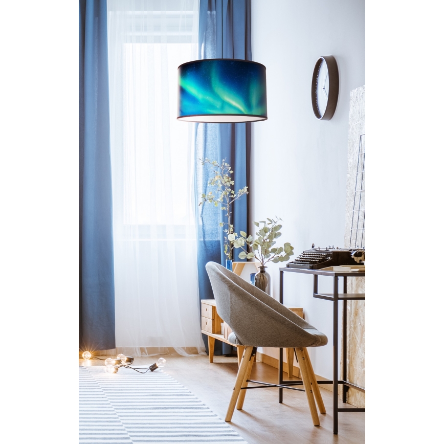 Duolla - Luster na sajli PRINT M 1xE27/40W/230V pr. 35 cm tirkizna