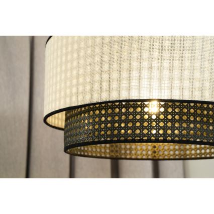 Duolla - Luster na sajli RATTAN YUTE 1xE27/15W/230V pr. 45 cm kremasta/crno