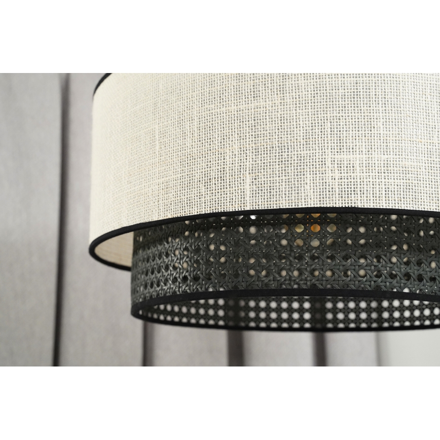 Duolla - Luster na sajli RATTAN YUTE 1xE27/15W/230V pr. 45 cm kremasta/crno